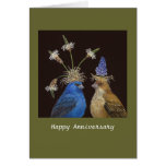 Anniversary card with indigo buntings