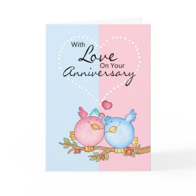 Anniversary Card With Two Loving Birds - Anniversa by moonlake