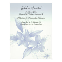 Anniversary Party Elegant Blue Floral Invites