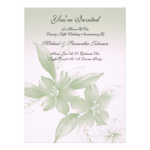 Anniversary Party Elegant Green Floral Personalized Invite