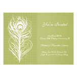 Anniversary Party Peacock Feather Green Custom Invites