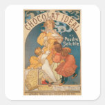 Annonce vintage de boissons de chocolat chaud de ~ autocollants carrés
