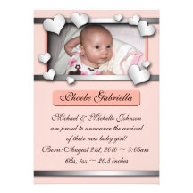 Annonces de naissance de pêche de coeurs de côté p faire-parts