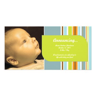 "Announcing": Birth Announcement Photo Greeting Card by poshbetty_babylounge