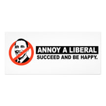 ANNOY A LIBERAL. SUCCEED AND BE HAPPY RACK CARD DESIGN