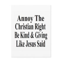 Annoy The Christian Right Be Kind & Giving Postcard