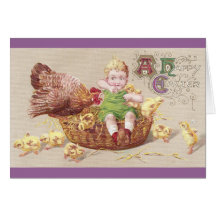 Annoyed Hen & Naughty Child Vintage Easter Card