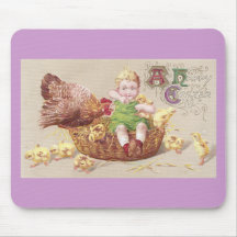 Annoyed Hen & Naughty Child Vintage Easter Card Mousepads