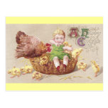 Annoyed Hen & Naughty Child Vintage Easter Card Post Card