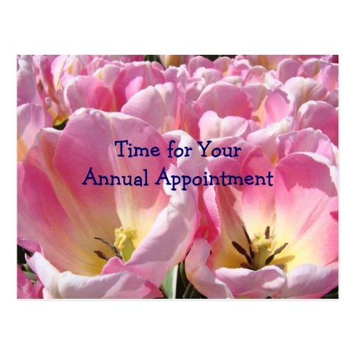 Annual Appointment postcards Pink Tulip Cards