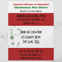 Annual Charity Christmas Toy Drive Snowflakes Flyers