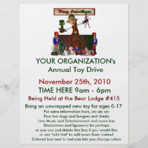 Annual Toy Drive Flier with cute elf  toy auction Custom Flyer