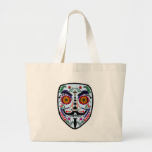 ANONYMOUS Day of the Dead 3 Art Anon Mask 4Chan Bags