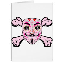 ANONYMOUS Day of the Dead Pink Art Anon Mask 4Chan Card