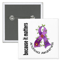 Anorexia Flower Ribbon 3 Buttons