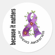 Anorexia Flower Ribbon 3 Round Sticker