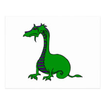 Anrgy Green & Purple Dragon Postcards