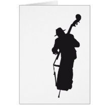 ansichtkaart silhouet double bass player