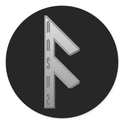 Ansuz Rune grey Round Stickers by JKcoder