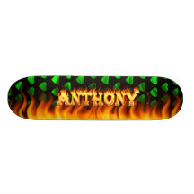 Anthony skateboard fire and flames design.