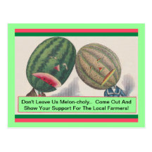 ANTHROPOMORPHIC Melons Pun Produce POSTCARD