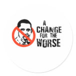 ANTI-OBAMA: A CHANGE FOR THE WORSE ROUND STICKERS