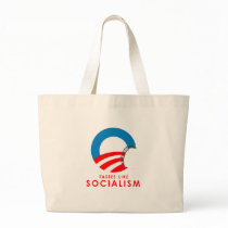 Anti-Obama Bumpersticker - Tastes like Socialism Tote Bags