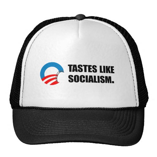 Anti-Obama Bumpersticker - Tastes like Socialism Mesh Hats
