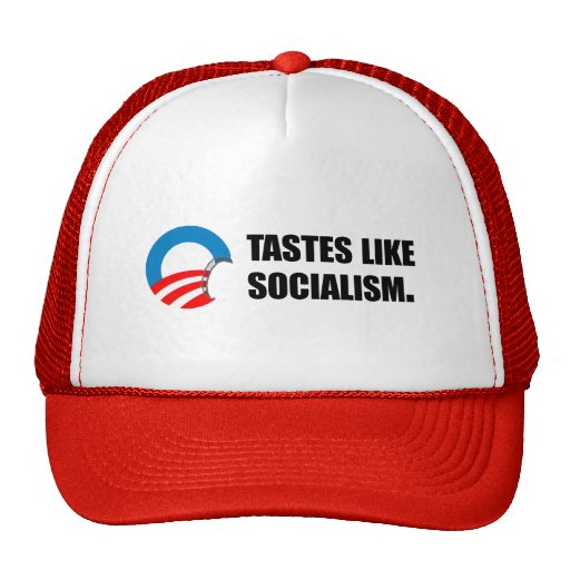 Anti-Obama Bumpersticker - Tastes like Socialism Mesh Hats