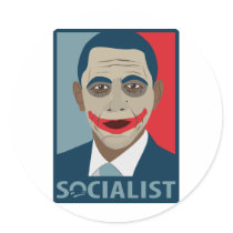 Anti-Obama Joker Socialist Round Stickers