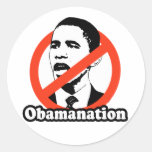 ANTI-OBAMA / OBAMANATION T-SHIRT ROUND STICKER