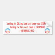 Anti Obama Sticker, NOBAMA 2012, Bumper Sticker