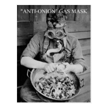 Anti-onion gas mask post cards