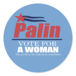 ANTI-PALIN - Vote for a woman who protects her kid Round Sticker