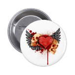Anti-Valentine Skulls with Wings Button