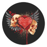 Anti-Valentine Skulls with Wings Sticker