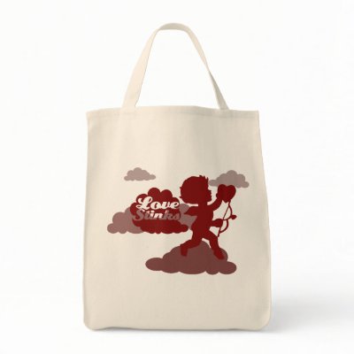 anti-valentines day Cupid Love stinks Tote Bags by Piratesvsninjas