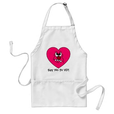 Anti-VD: I hate Valentines Day Angry Heart Face Aprons by egogenius