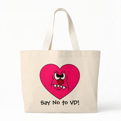 Anti-VD: I hate Valentines Day Angry Heart Face Tote Bag by egogenius