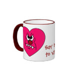 Anti-VD: I hate Valentines Day Angry Heart Face mugs