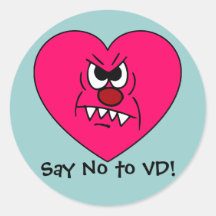 Anti-VD: I hate Valentines Day Angry Heart Face Stickers