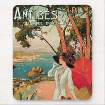 Antibes France Vintage Travel Advertisement Mousepad