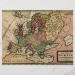 Antiquarian 1721 Map of Europe by Herman Moll Full Color Flyer