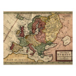 Antiquarian 1721 Map of Europe by Herman Moll Custom Invitation