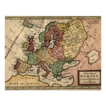 Antiquarian 1721 Map of Europe by Herman Moll Custom Invitation