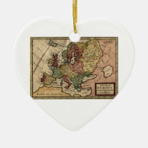 Antiquarian 1721 Map of Europe by Herman Moll Christmas Tree Ornaments