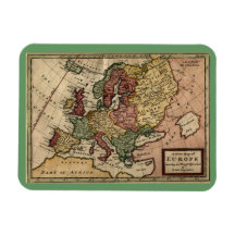 Antiquarian 1721 Map of Europe by Herman Moll Rectangle Magnets
