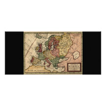 Antiquarian 1721 Map of Europe by Herman Moll Personalized Rack Card