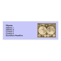 Antique 1660 World Map by Frederick de Wit Business Card Template