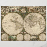 Antique 1660 World Map by Frederick de Wit Flyer Design